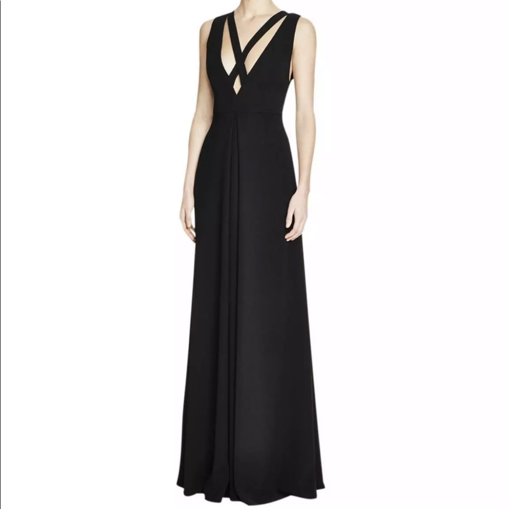 Jill Stuart deep v cris cross gown black 2
